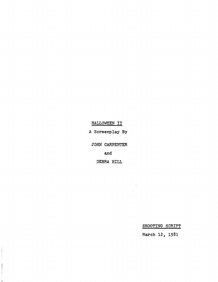 Halloween II screenplay first page