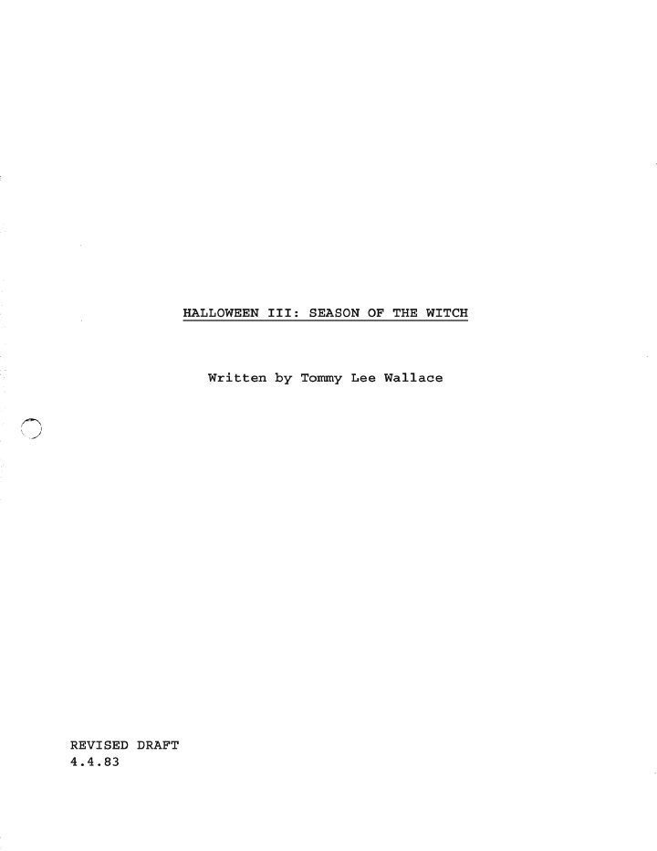 Halloween III: Season of the Witch screenplay first page