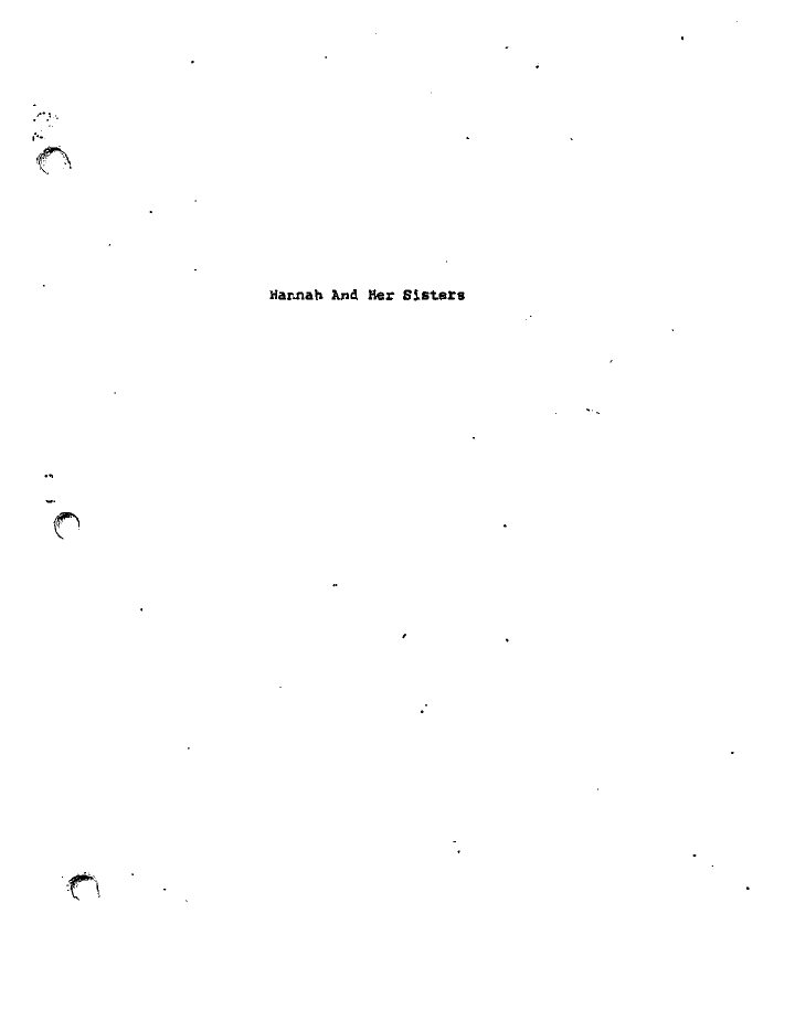 Hannah and Her Sisters screenplay first page