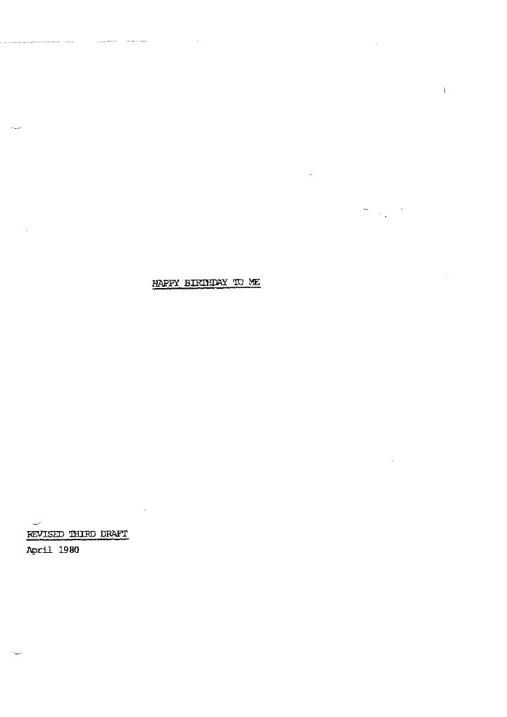 Happy Birthday to Me screenplay first page