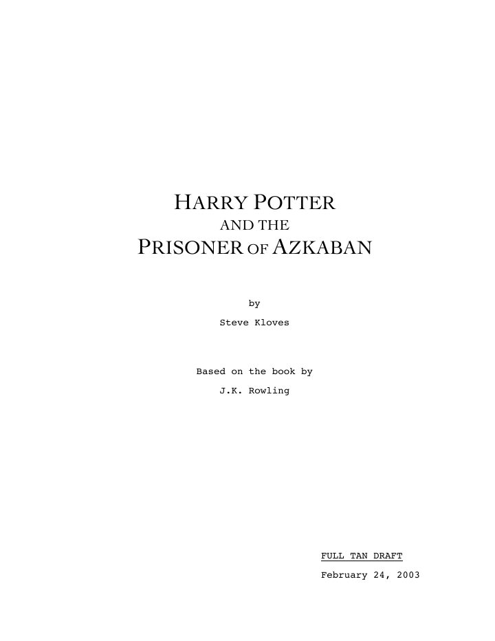Harry Potter and the Prisoner of Azkaban screenplay first page