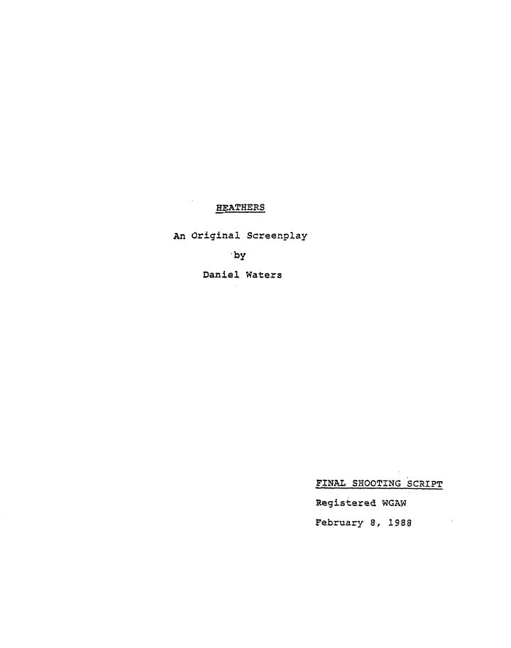 Heathers screenplay first page