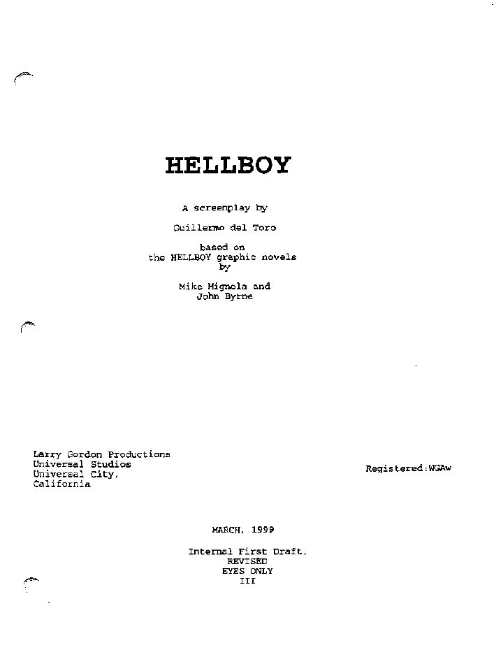 Hellboy screenplay first page