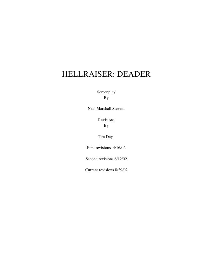 Hellraiser: Deader screenplay first page