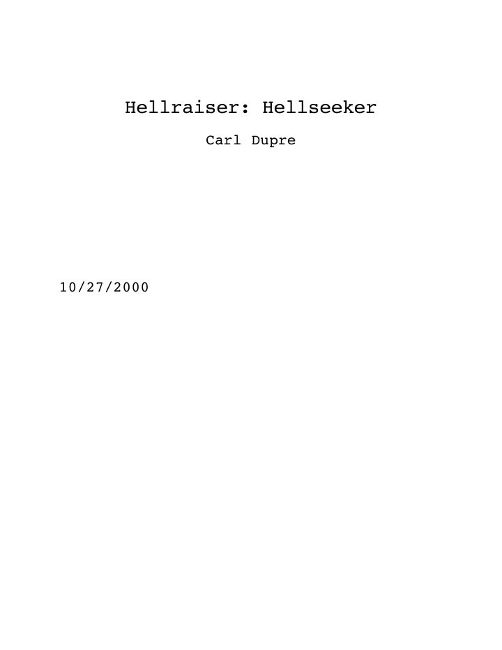 Hellraiser: Hellseeker screenplay first page