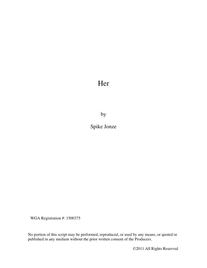 Her (2013) screenplay PDF first page