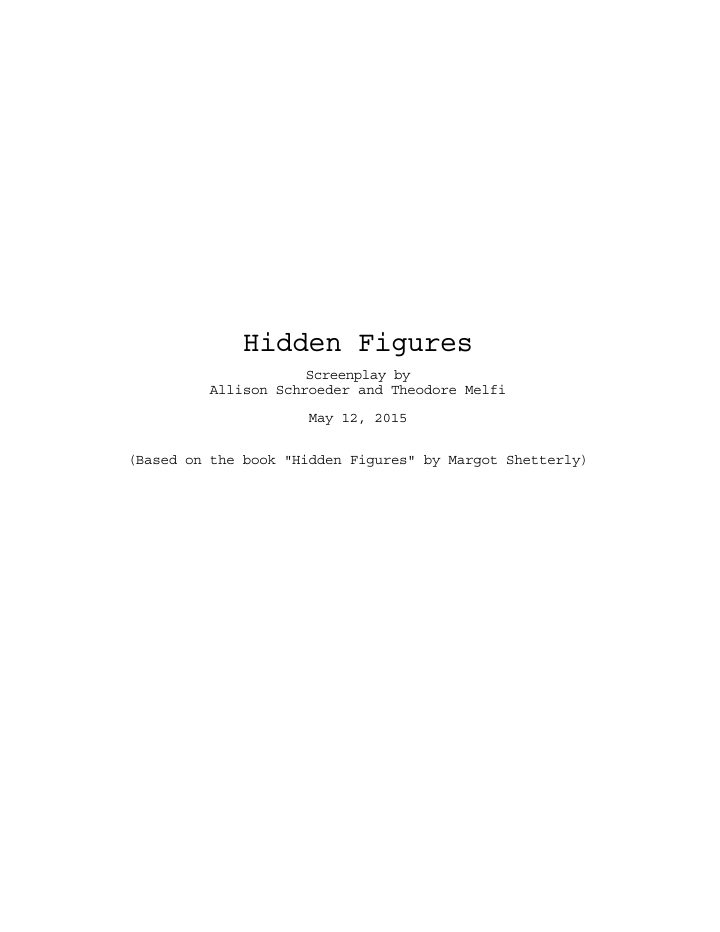 Hidden Figures screenplay first page