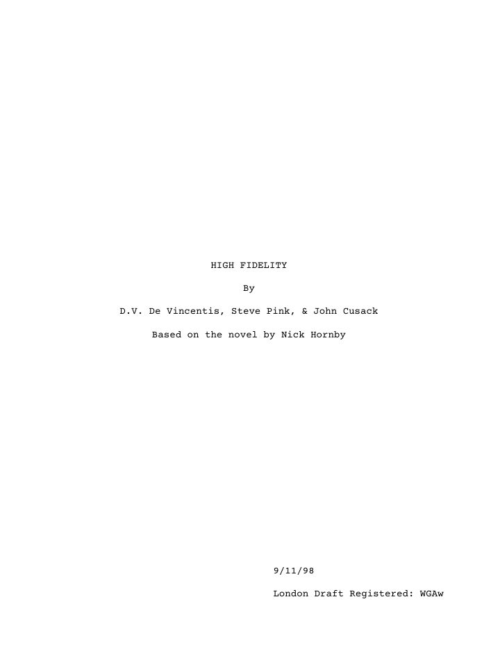 High Fidelity screenplay first page