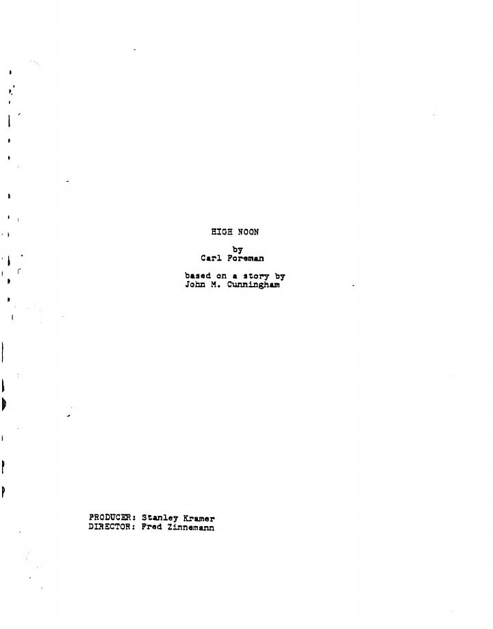 High Noon screenplay first page