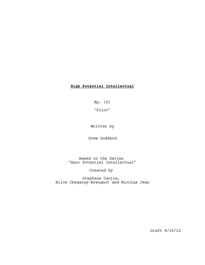 High Potential: 101: Pilot screenplay first page