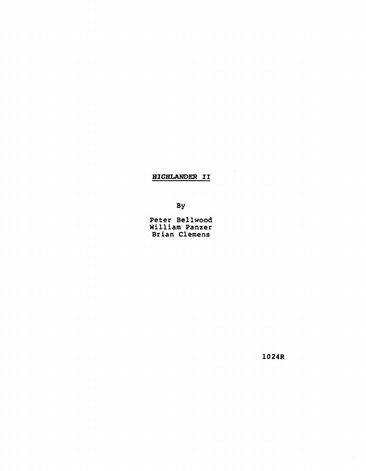 Highlander II: The Quickening screenplay first page
