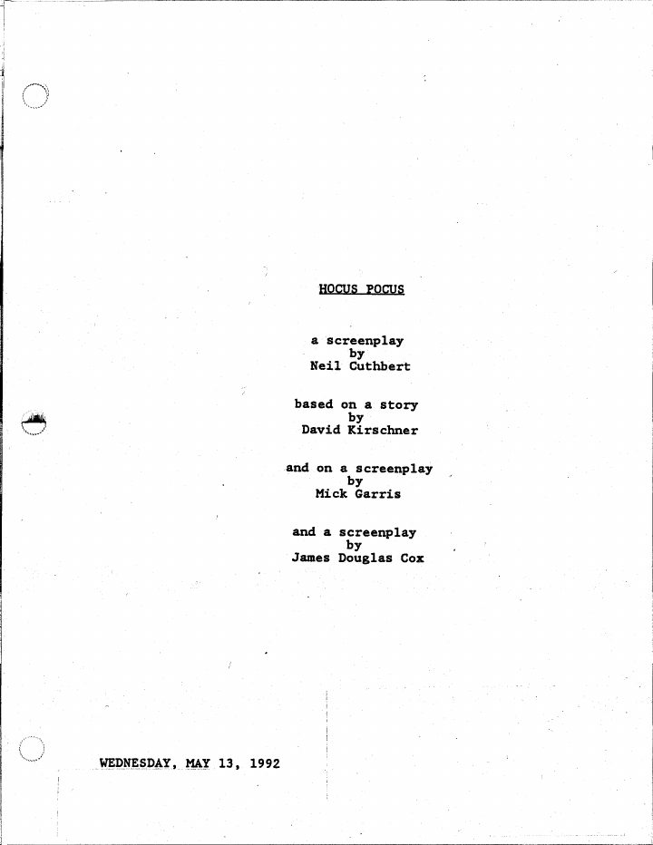 Hocus Pocus screenplay first page