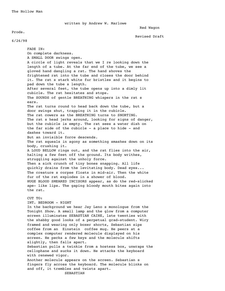 Hollow Man screenplay first page
