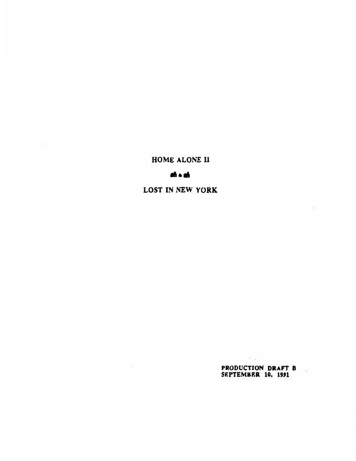 Home Alone 2: Lost in New York screenplay first page