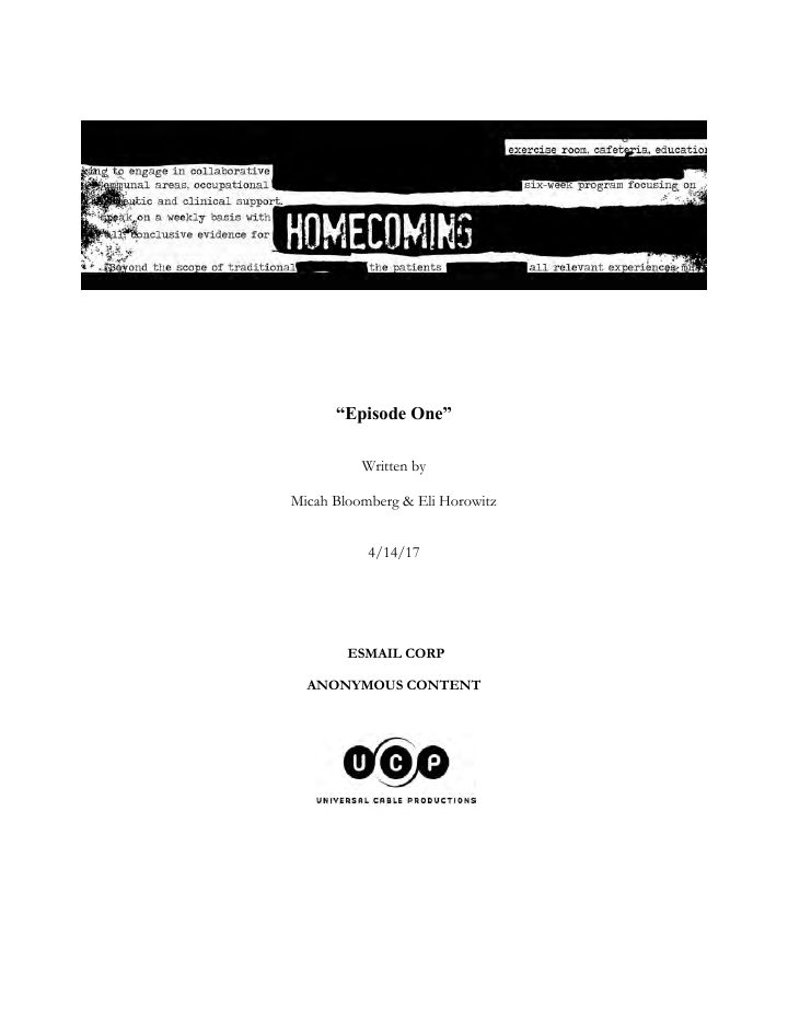 Homecoming: 101: Mandatory screenplay first page