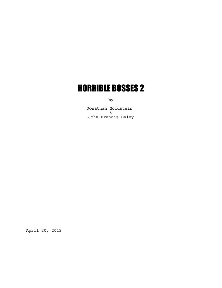 Horrible Bosses 2 screenplay first page