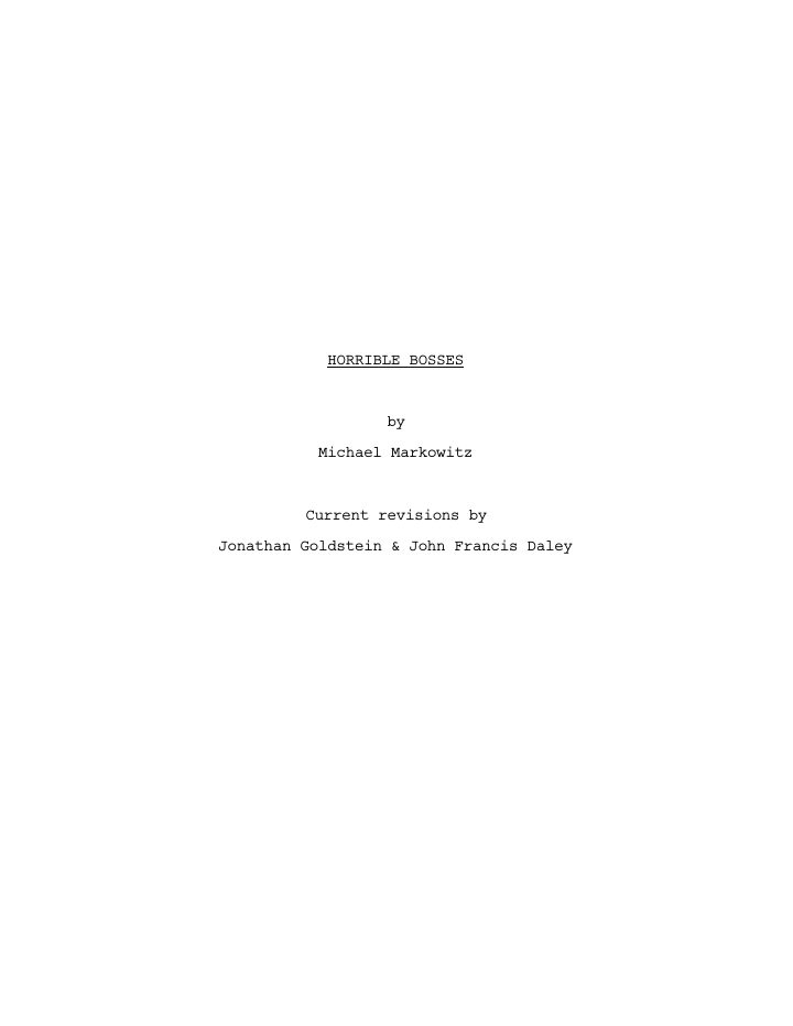 Horrible Bosses screenplay first page