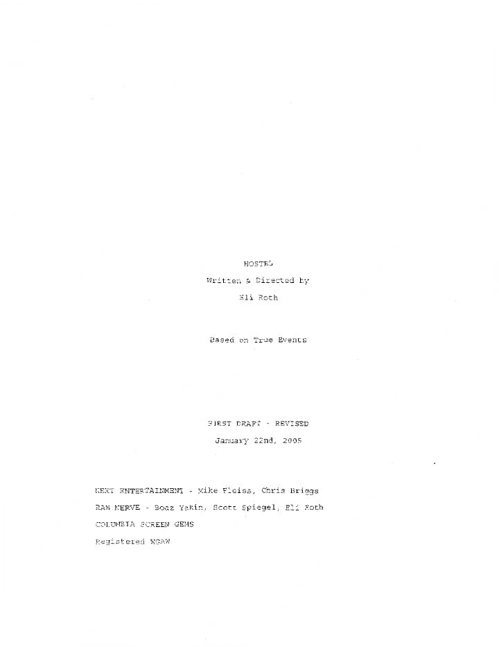 Hostel screenplay first page