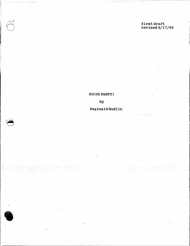 House Party screenplay first page