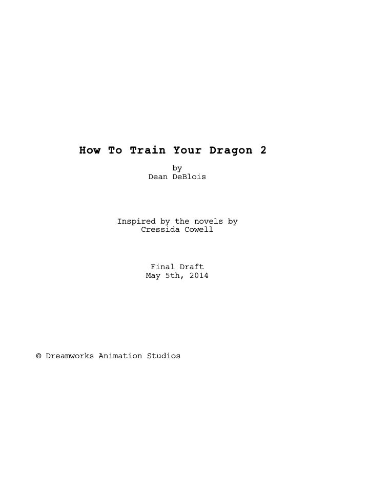 How to Train Your Dragon 2 screenplay first page