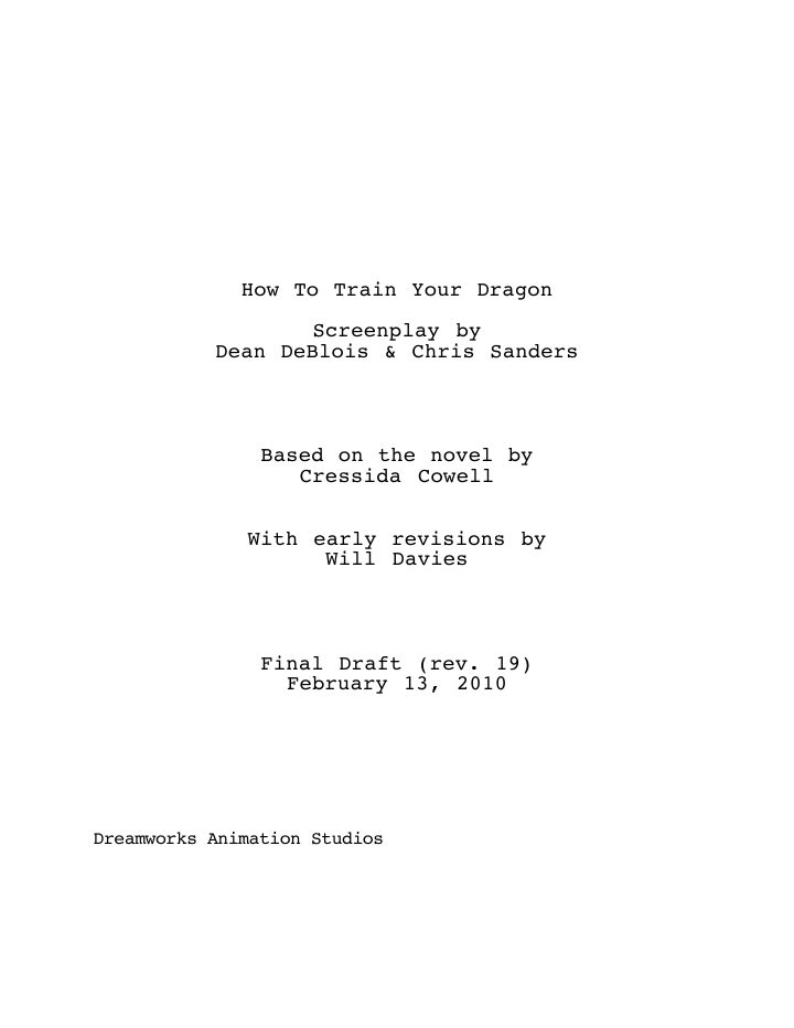 How to Train Your Dragon screenplay first page