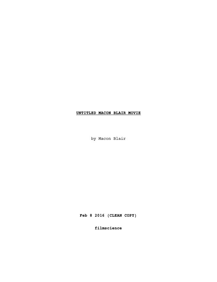 I Don't Feel at Home in This World Anymore. screenplay first page