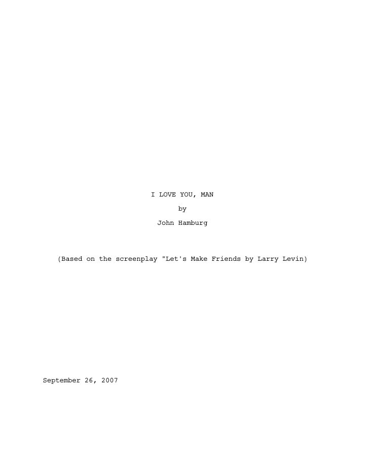 I Love You, Man screenplay first page