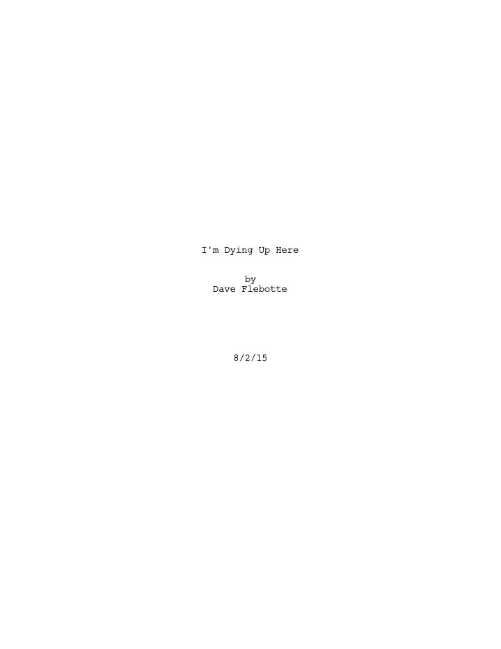 I'm Dying Up Here: 101: Pilot screenplay first page
