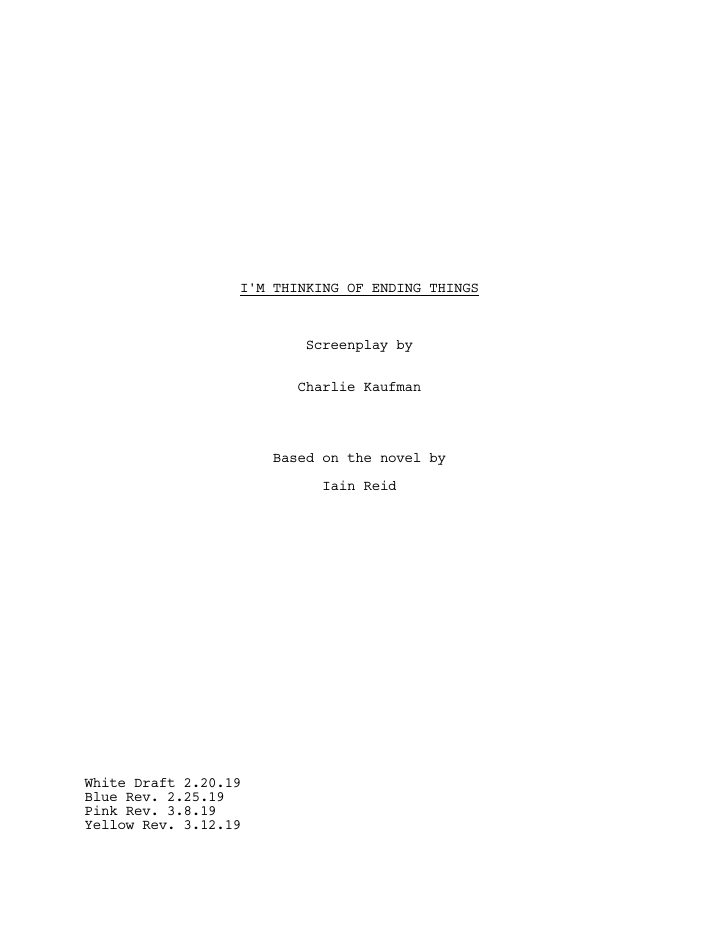 I'm Thinking of Ending Things screenplay first page