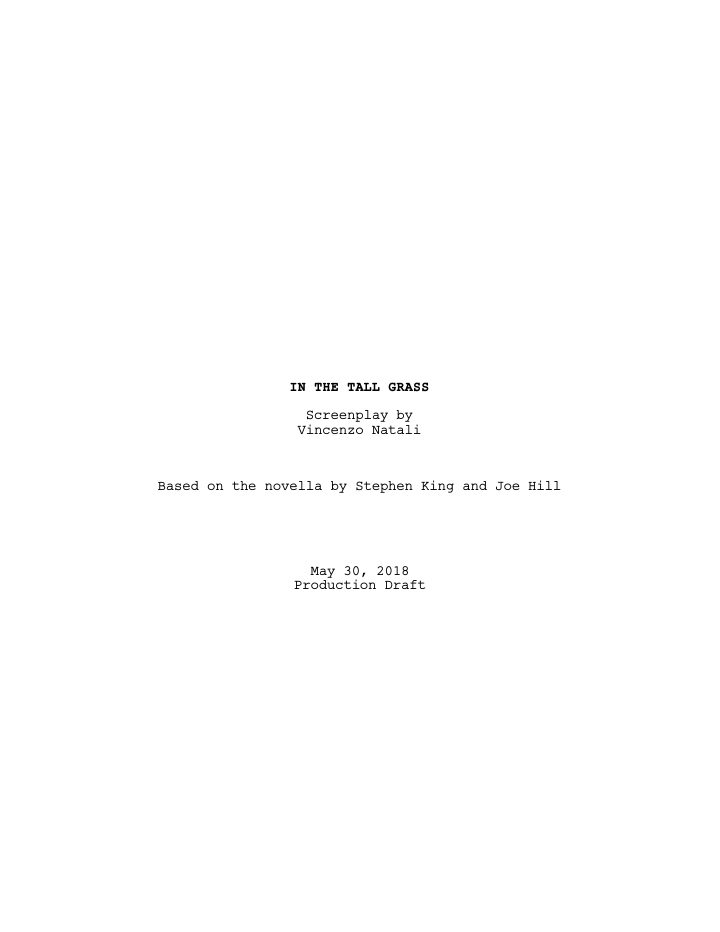 In the Tall Grass screenplay first page