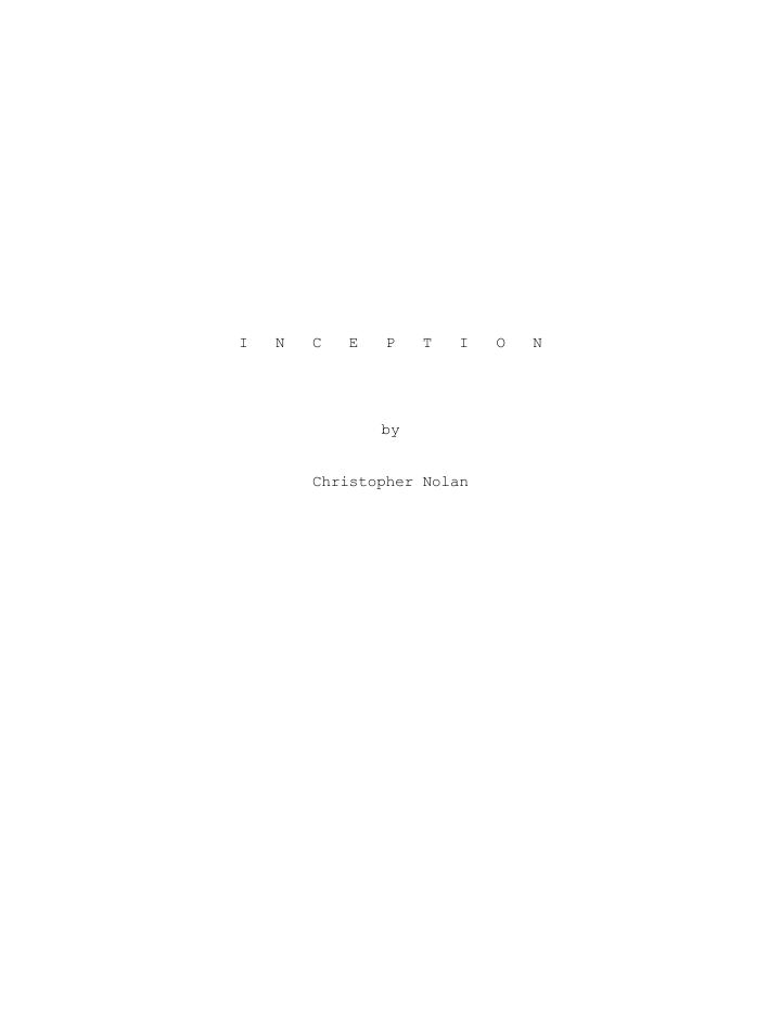 Inception (2010) screenplay PDF first page