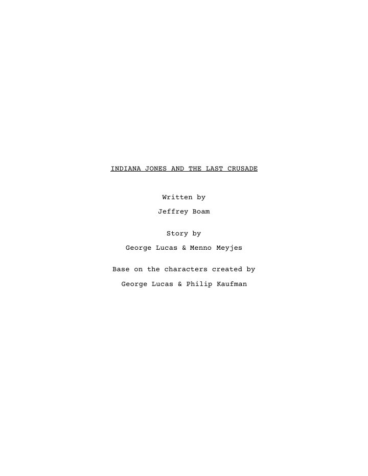 Indiana Jones and the Last Crusade screenplay first page