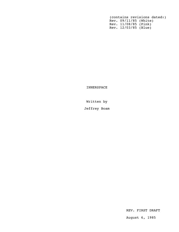 Innerspace screenplay first page