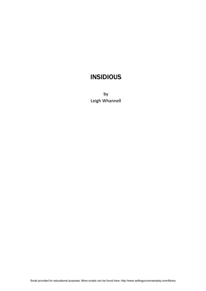 Insidious screenplay first page