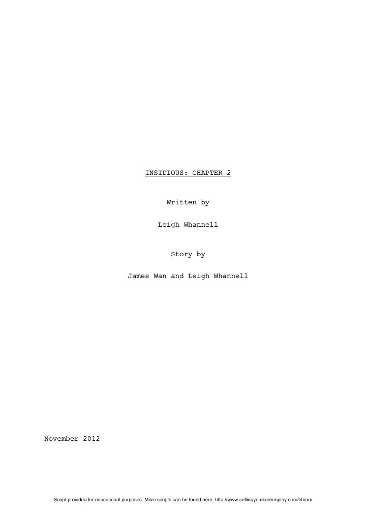 Insidious: Chapter 2 screenplay first page
