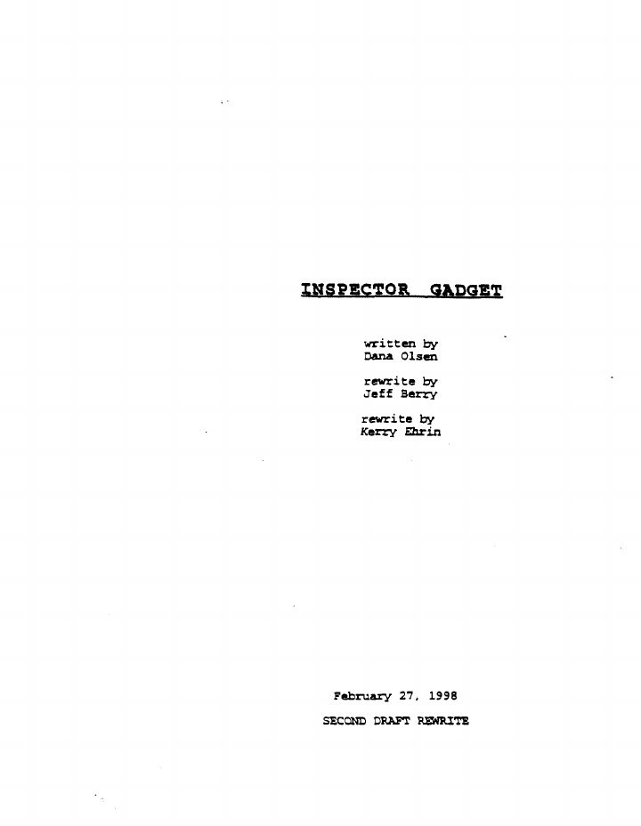 Inspector Gadget screenplay first page