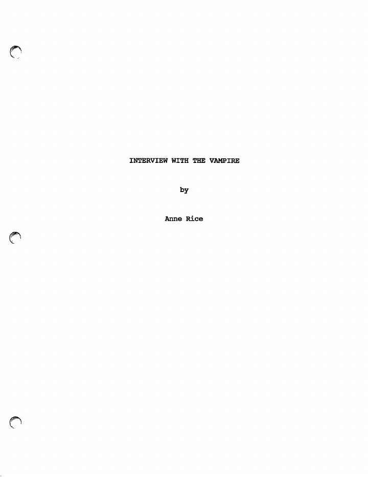 Interview with the Vampire screenplay first page