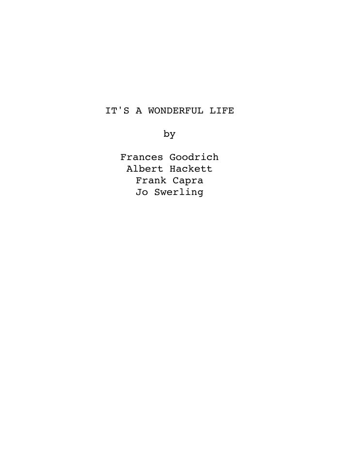 It's a Wonderful Life screenplay first page