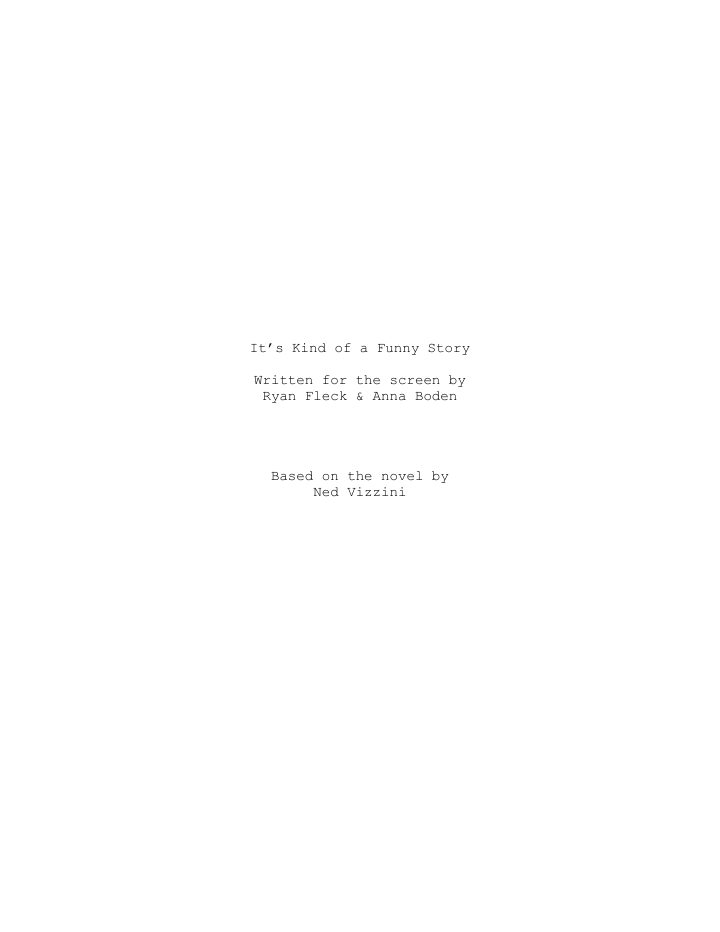 It's Kind of a Funny Story screenplay first page