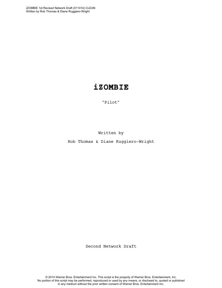 iZombie: 101: Pilot screenplay first page