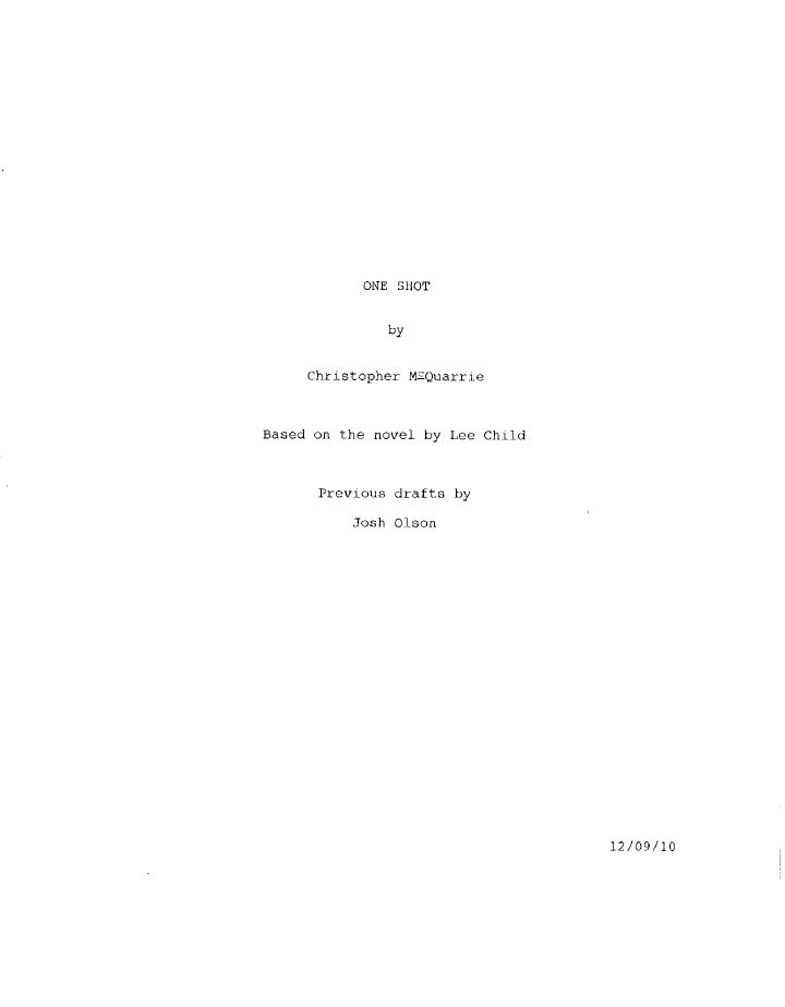Jack Reacher screenplay first page