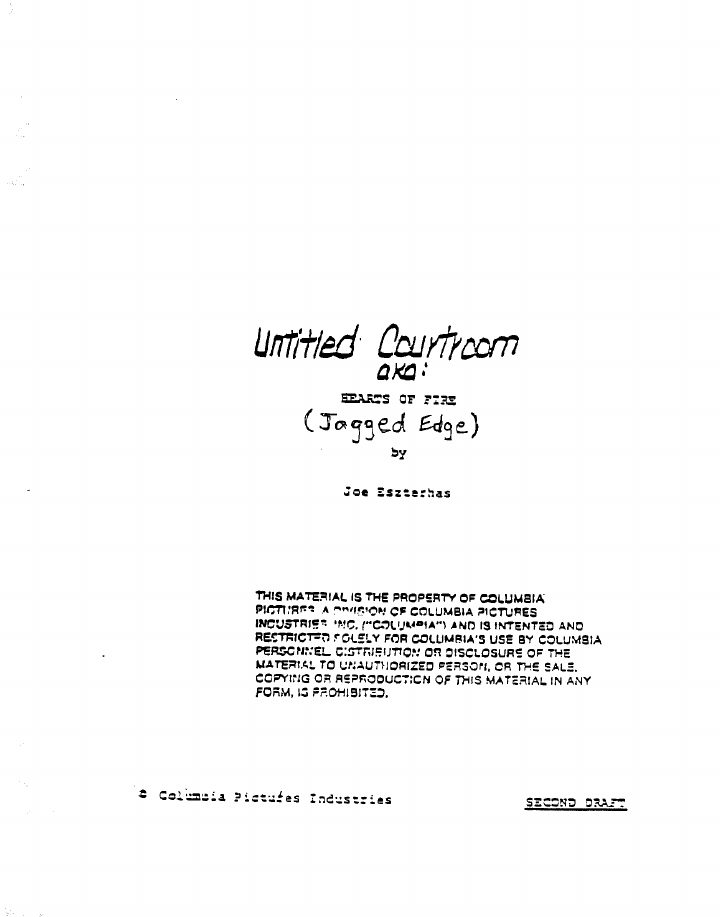 Jagged Edge screenplay first page