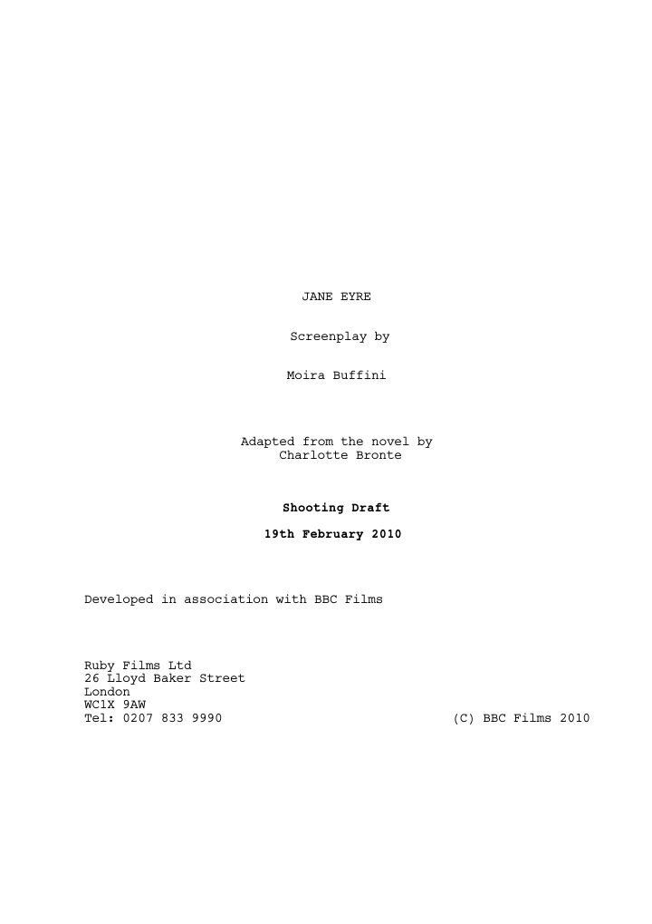 Jane Eyre screenplay first page