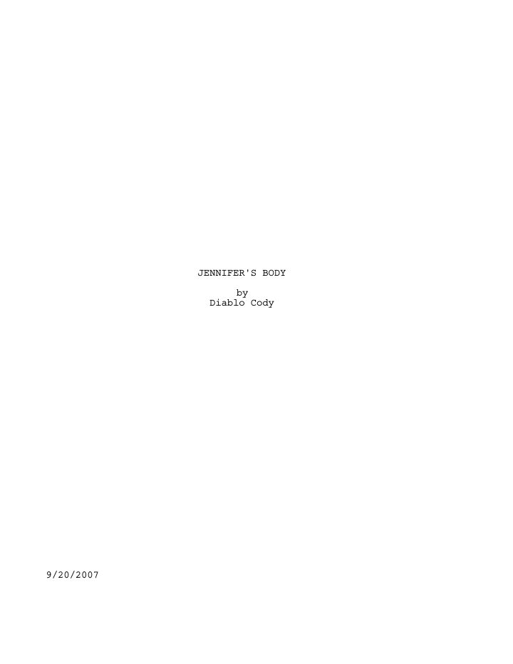 Jennifer's Body screenplay first page