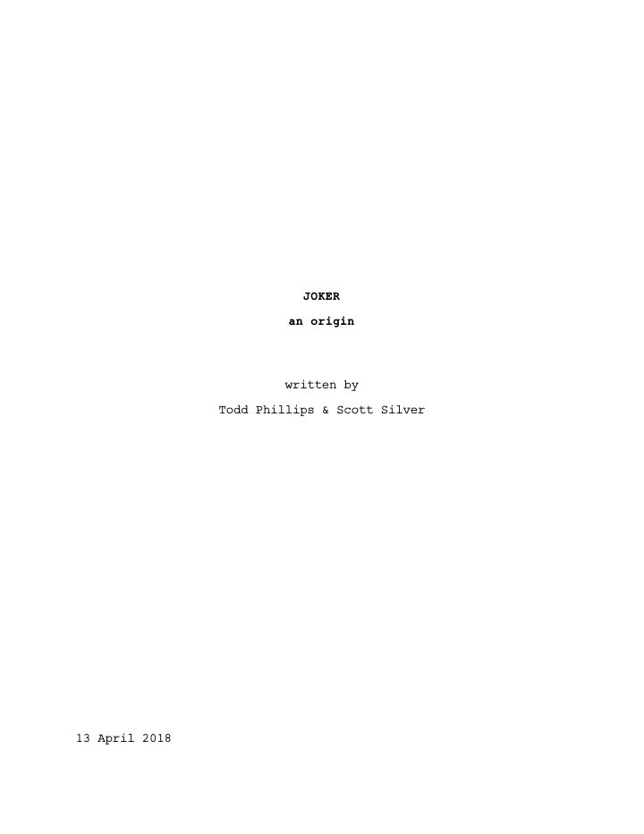 Joker screenplay first page