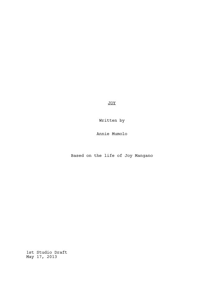 Joy screenplay first page