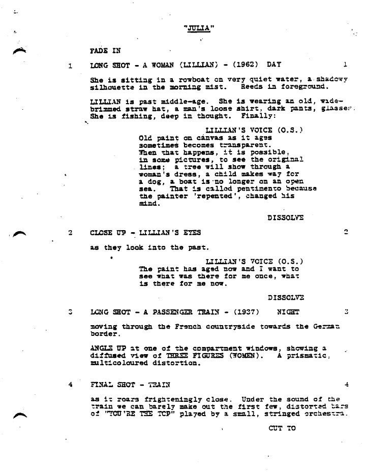 Julia screenplay first page