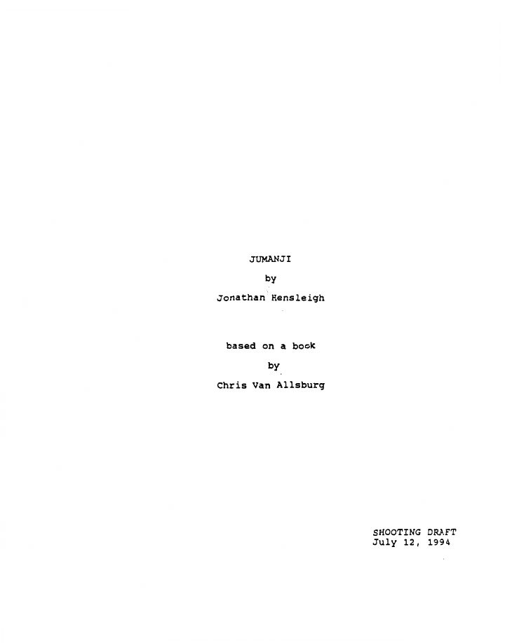 Jumanji screenplay first page