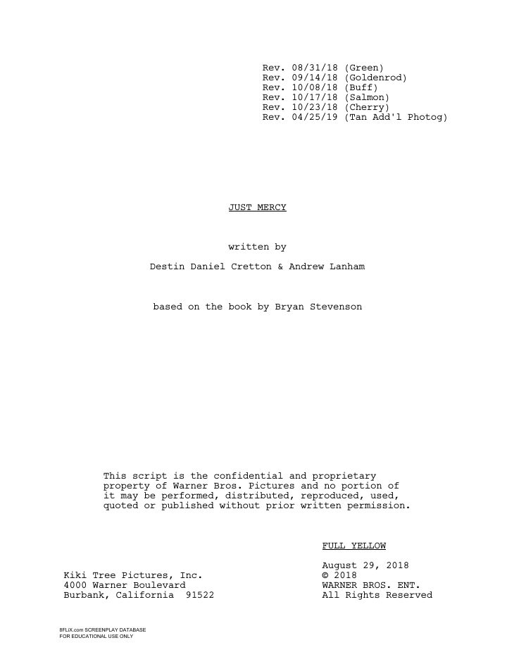 Just Mercy screenplay first page