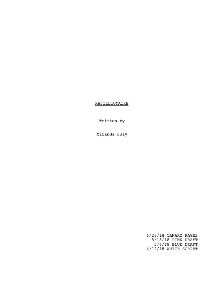 Kajillionaire screenplay first page